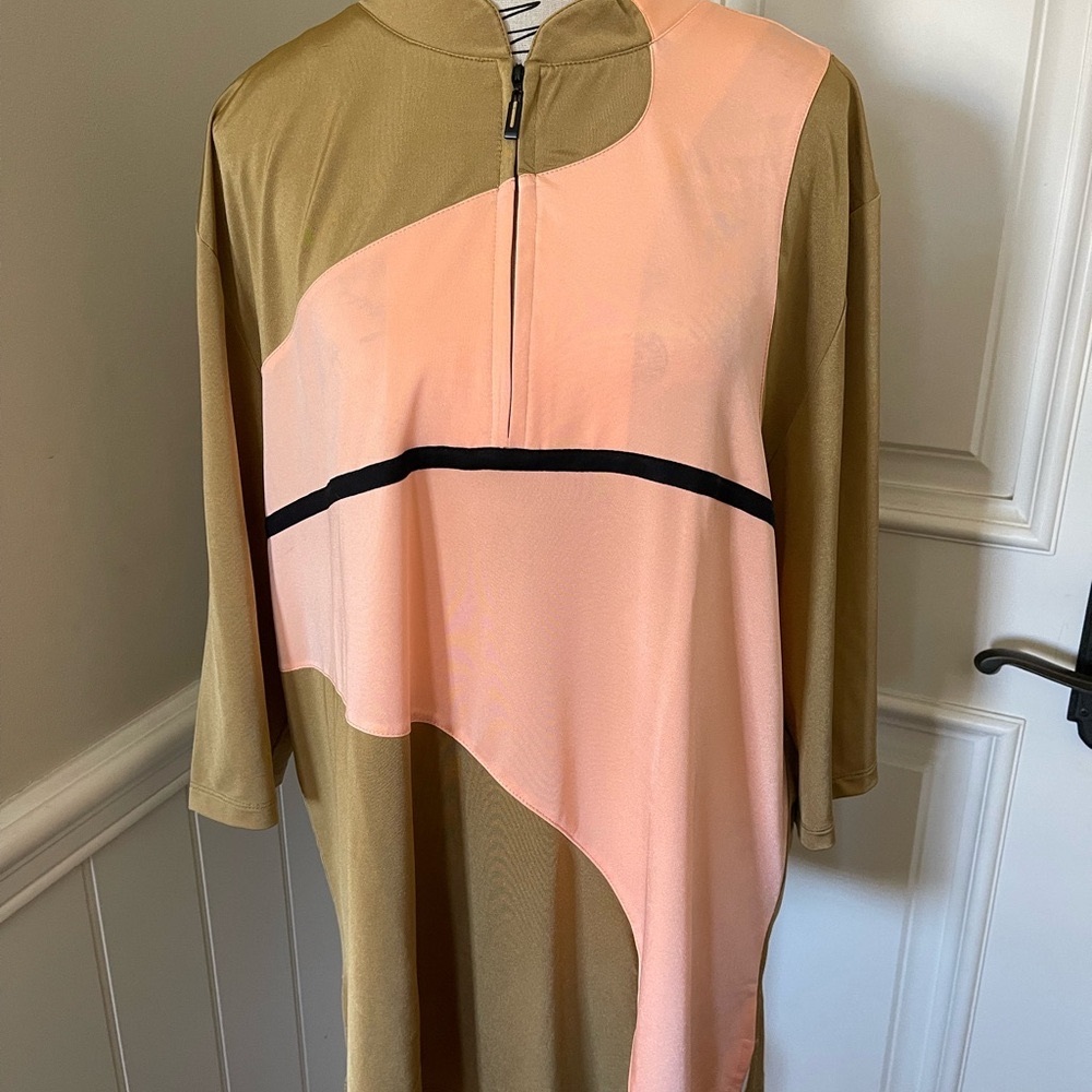 Jamie Sadock Golf Shirt in Salmon and Tan